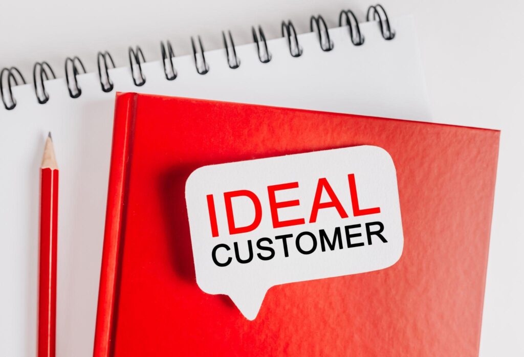 Book with Ideal Customer written in speech bubble