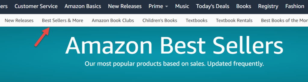 screenshot of Amazon Best Sellers page header